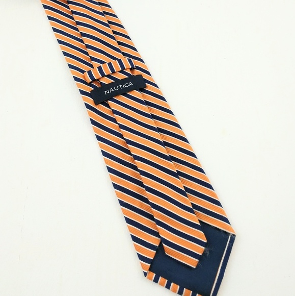 Nautica | Orange Navy Regal Sail Style Preppy Tie - Picture 7 of 7